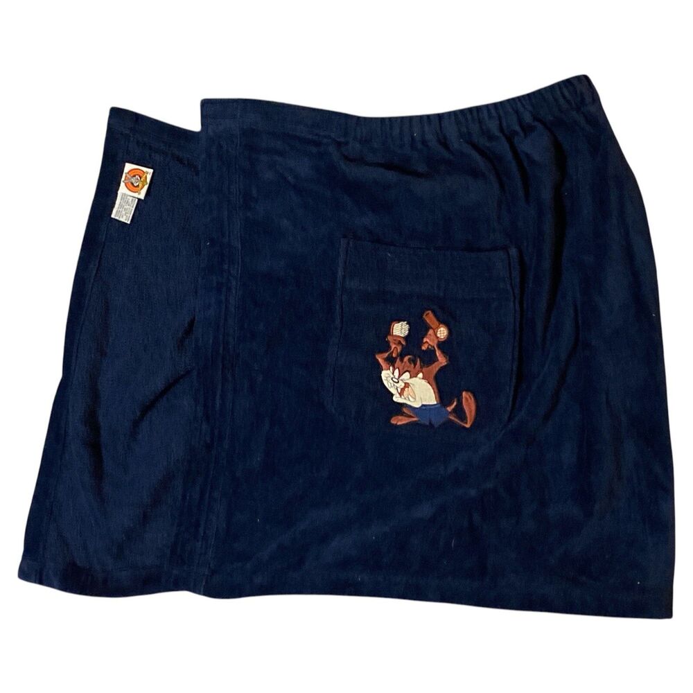 Vintage Taz Bathroom Soft Blue Towel Wrap with Pocket Looney Tunes 1998 Skirt